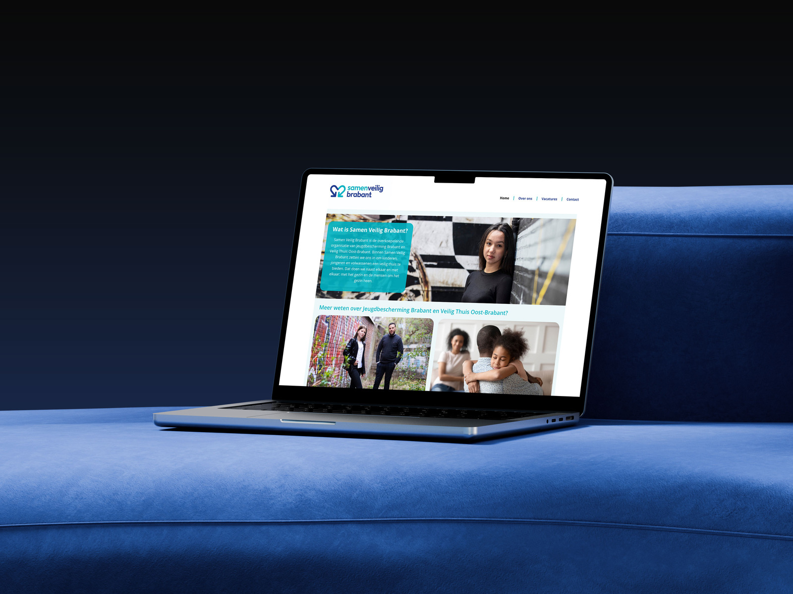 Een website van Allround Web op een laptop