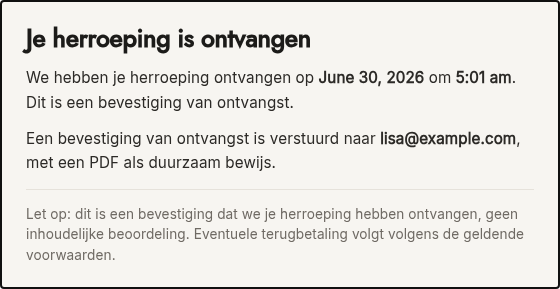 Bevestiging op het scherm
